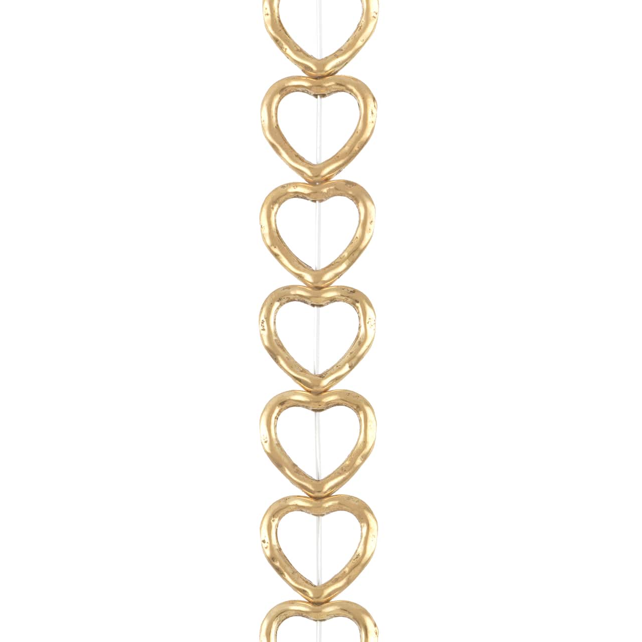 12 Packs: 12 ct. (144 total) Gold Metal Heart Beads, 13mm by Bead Landing™